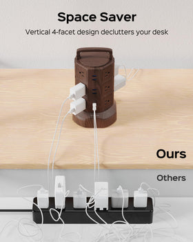 JACKYLED detail of widely spaced AC outlets preventing large plugs from blocking neighbors