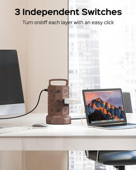 JACKYLED retractable 6.5ft cord and base showing tidy cable management benefit