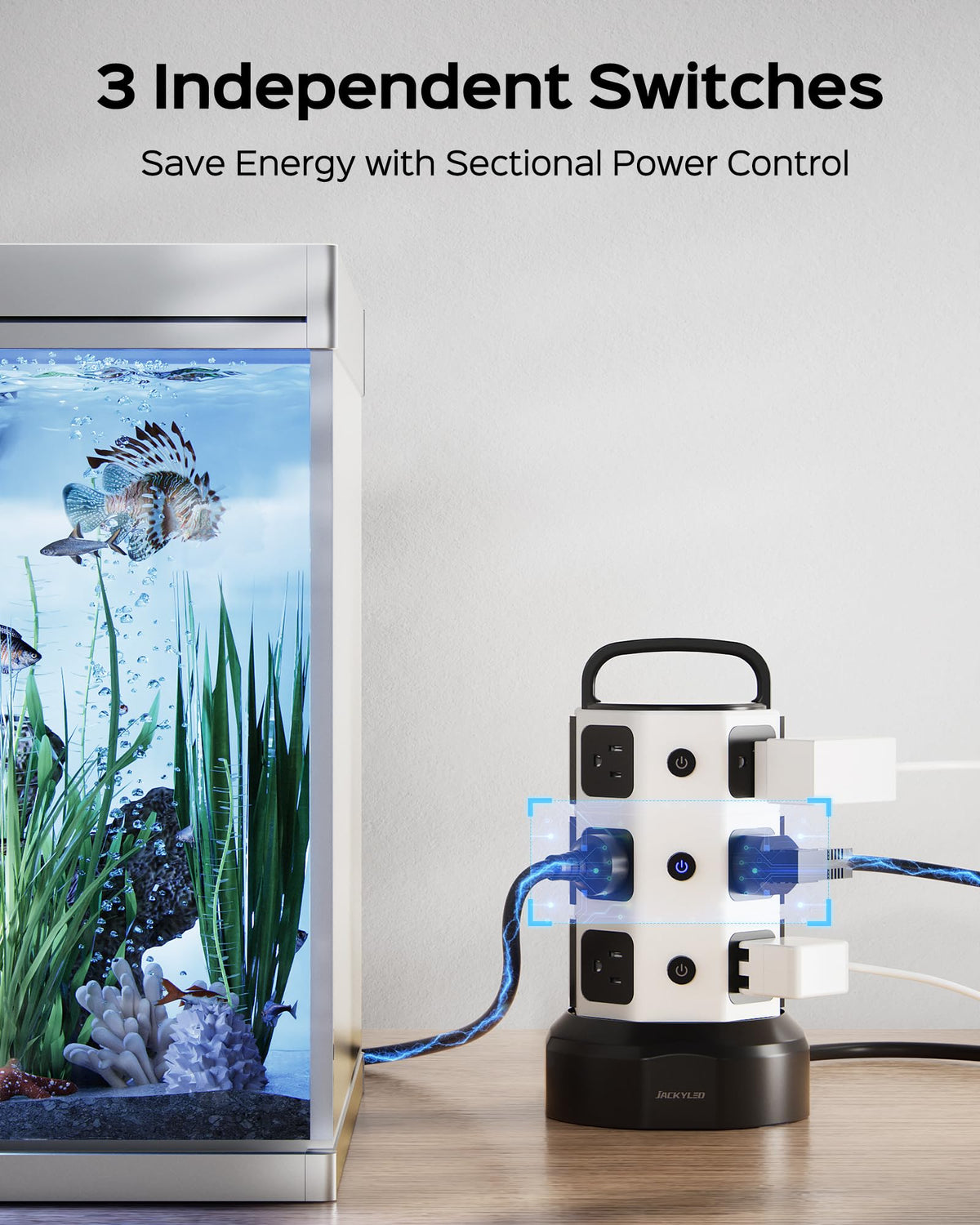 JACKYLED six USB ports close-up delivering fast multi-device charging benefit