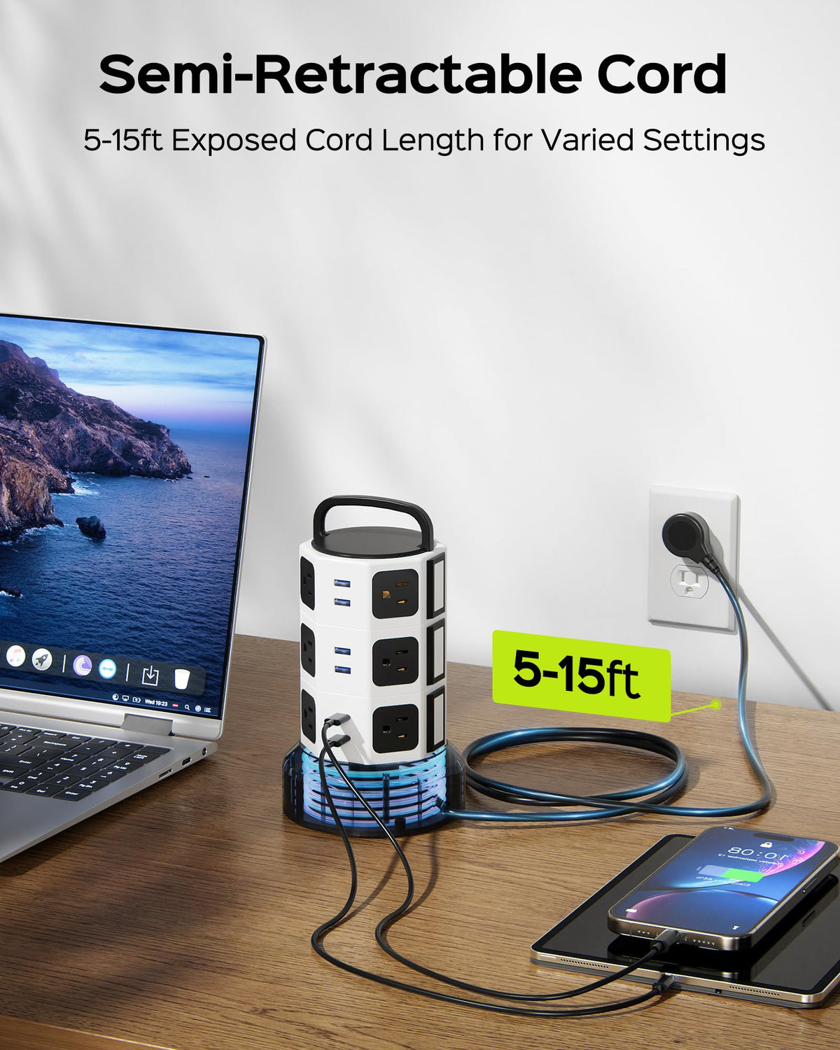 JACKYLED detail of USB‑C and USB‑A ports for faster smart charging