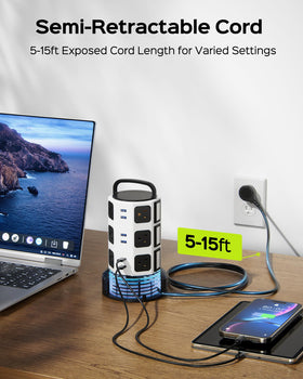 JACKYLED detail of USB‑C and USB‑A ports for faster smart charging