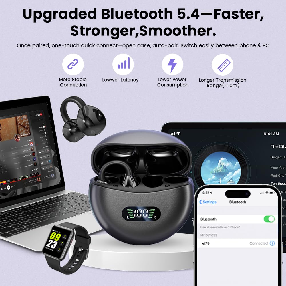 Jacuate 60-hour total battery life with charging case