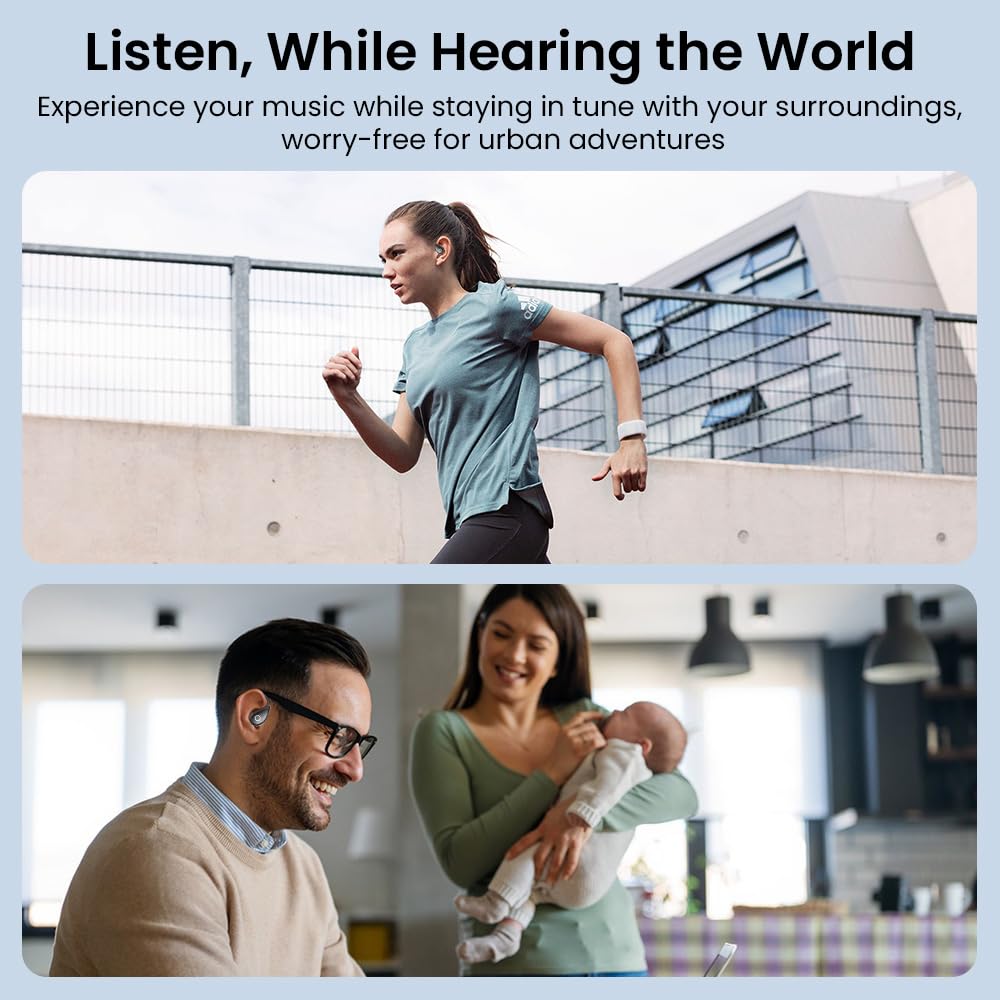Jacuate Open Ear Earbuds IPX4 waterproof for rain and sweat