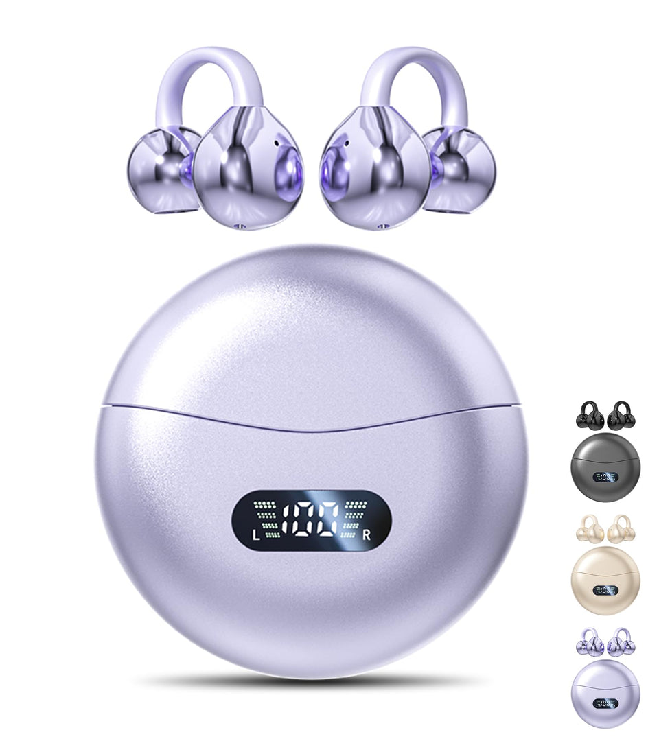 Jacuate clip-on earbuds with open-ear design for secure workout wear
