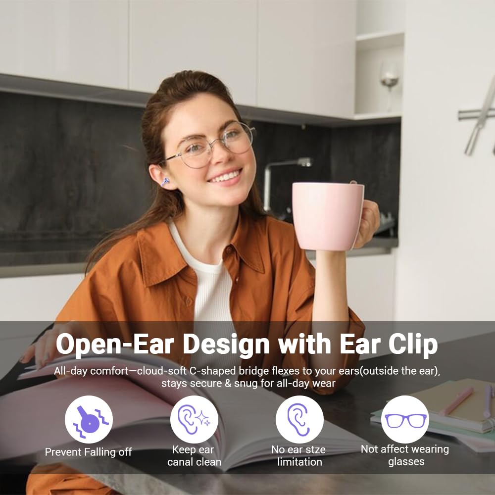 Jacuate lightweight 4g clip-on earbuds fit for glasses wearers
