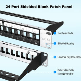 Jadaol blank patch panel side view illustrating modular compatibility with keystone modules.