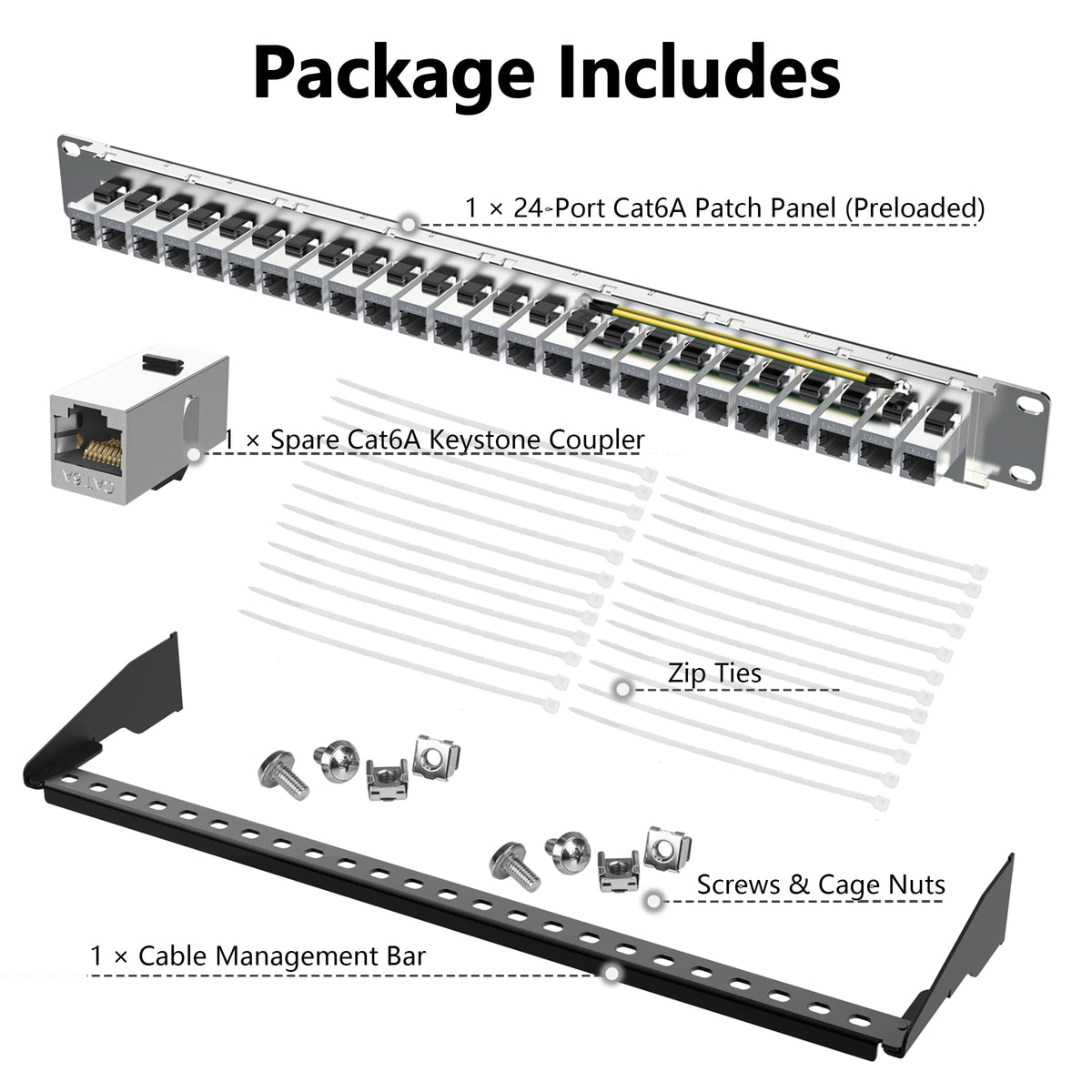Jadaol panel with patch cords connected showing active use and simplified cable management benefit