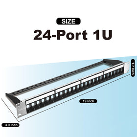 Jadaol blank patch panel installed in a server rack demonstrating modular upgrades.