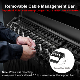 Jadaol rear cable management bar securing patch cords for organized routing benefit