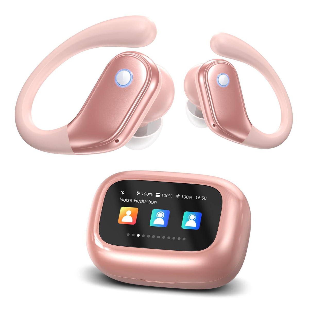 Jaddsa wireless earbuds case touchscreen enables quick controls and effortless pairing on the go.
