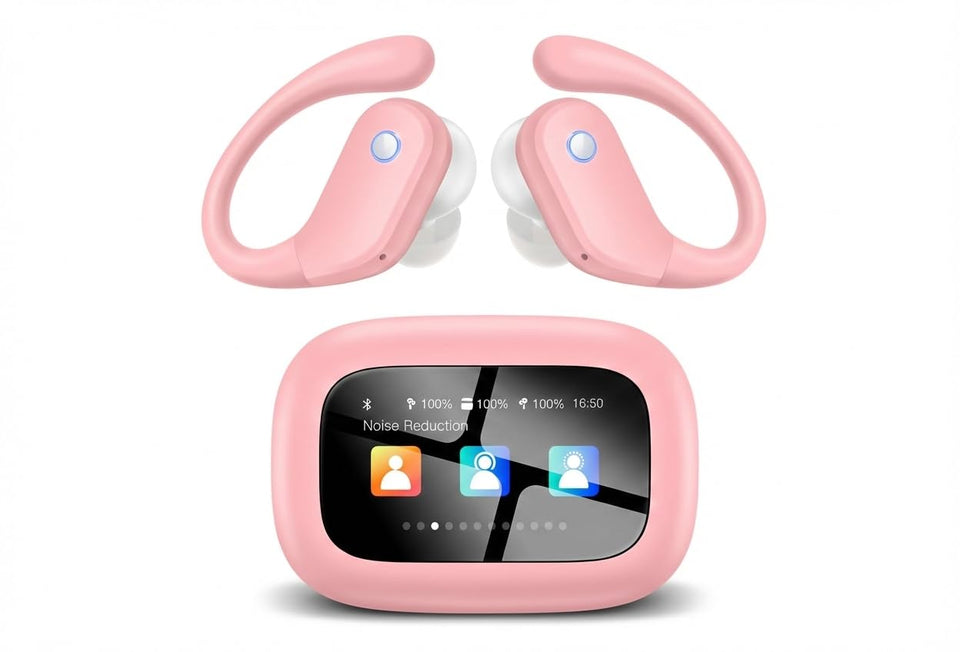 jaddsa wireless earbuds in pink with ENC for clear calls during workouts
