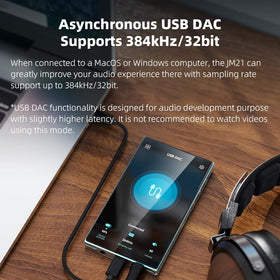 JadeAudio JM21 ports panel showcases USB DAC and accessory connections.