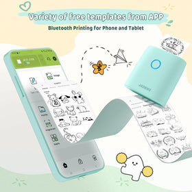 JADENS app interface enables text, images, and QR codes for stickers