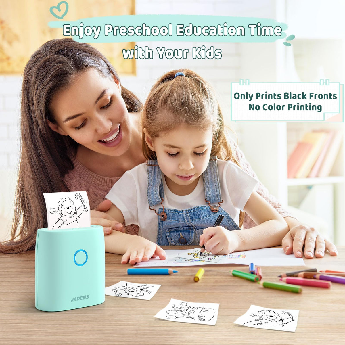 JADENS pocket printer is lightweight for travel printing anywhere