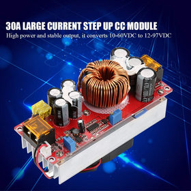 Jadeshay boost converter side panel shows rugged construction for solar installs.