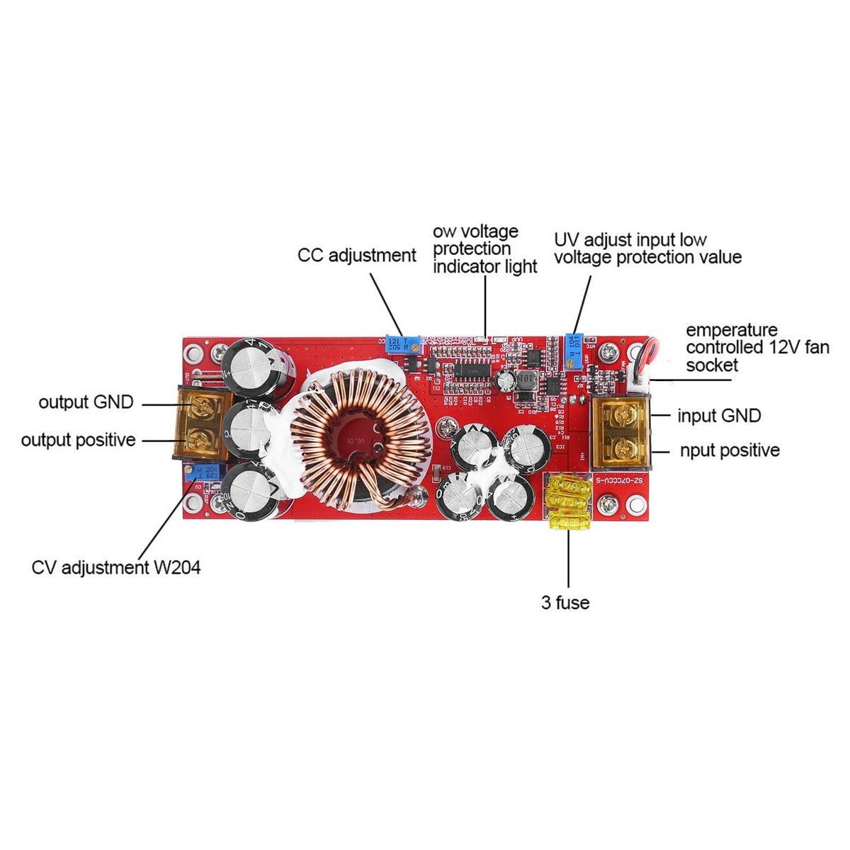 Jadeshay boost converter top heat sink enables efficient cooling.