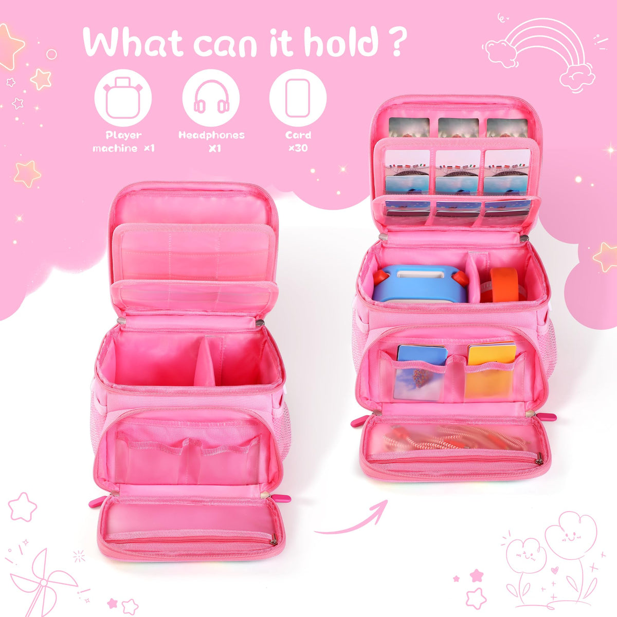 Top card binder pockets hold up to 30 cards for organized play