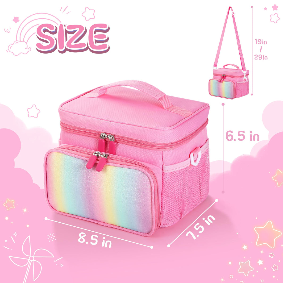 Sturdy handle and removable strap help on the go