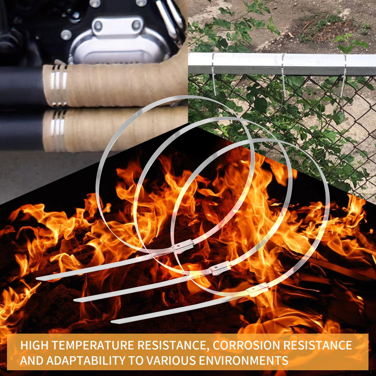 JIAHCN easy-lock metal zip tie with locking mechanism.