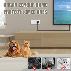 JAHOMFAI low-profile cable hider beside a mounted TV creates a cleaner space.