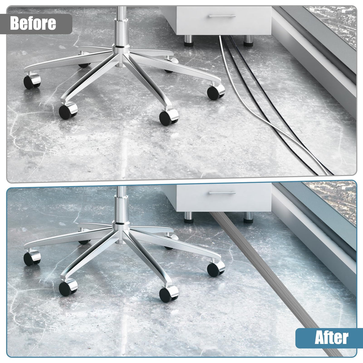 JAHOMFAI cord cover anti-trip design securing a hallway path.
