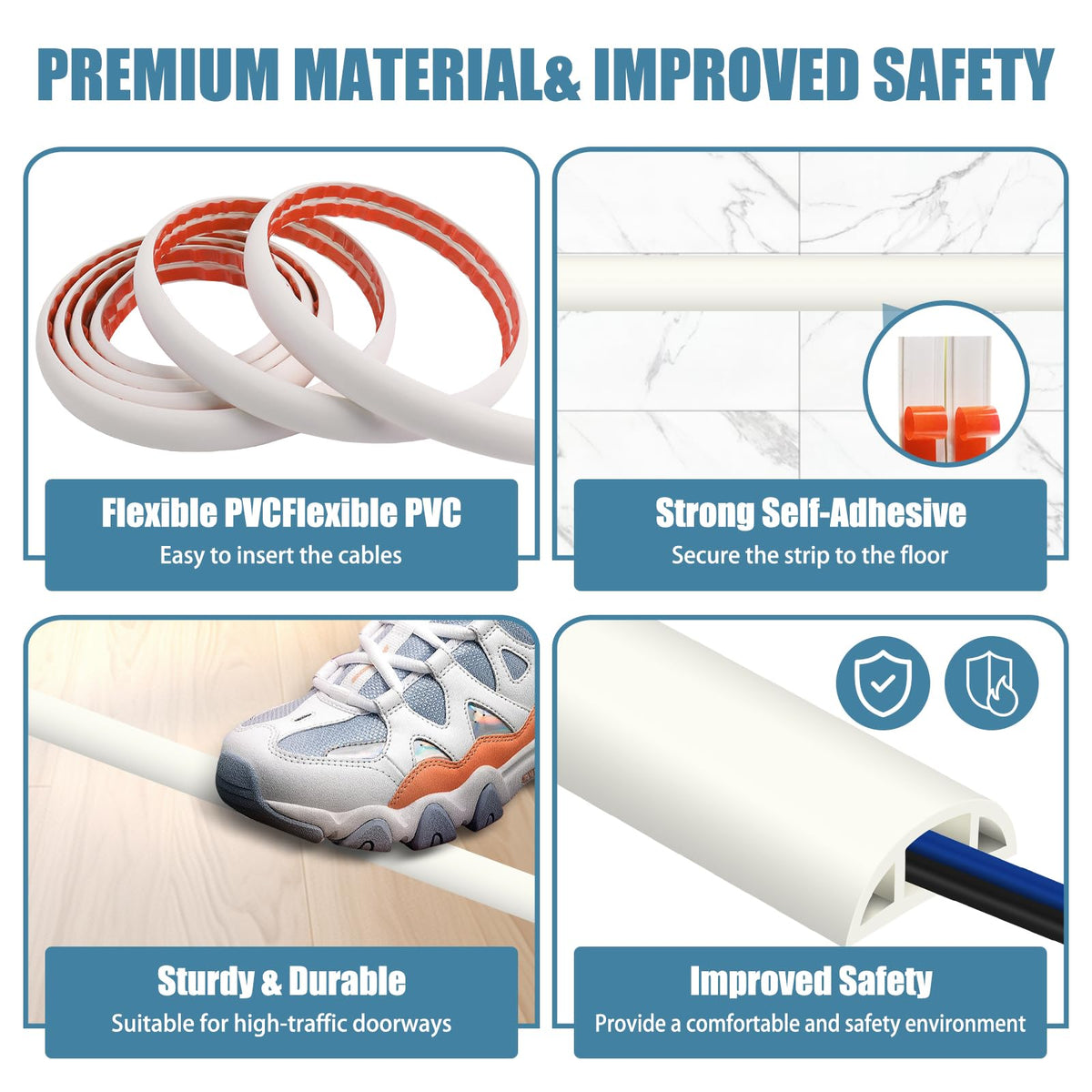 JAHOMFAI cord cover with curved surface reducing trip hazards