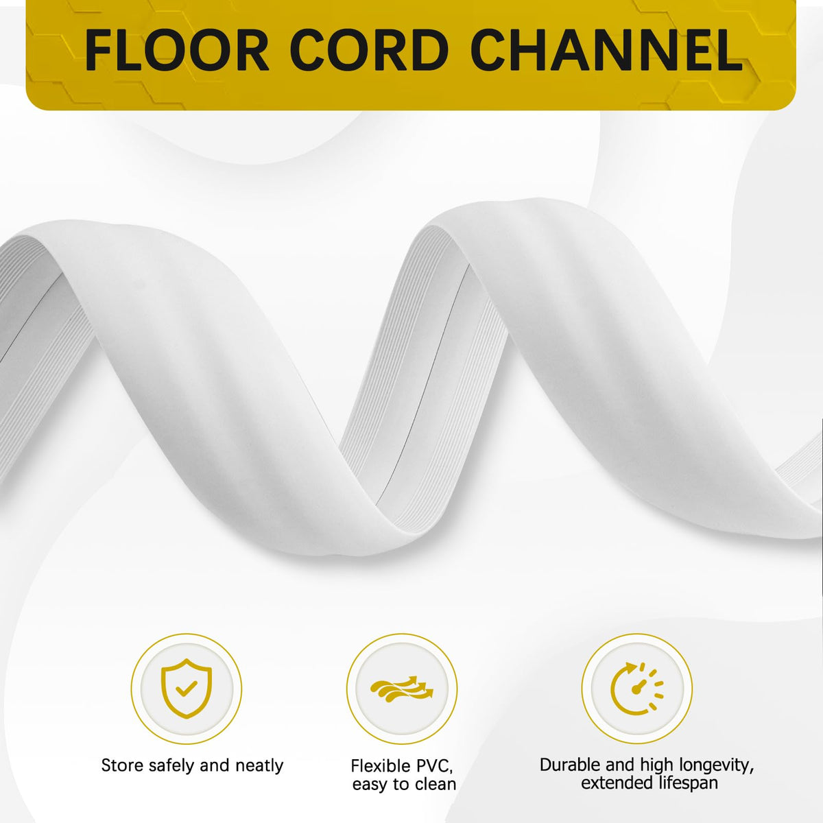 JAHOMFAI cord cover hides wires under tables, improving room safety.