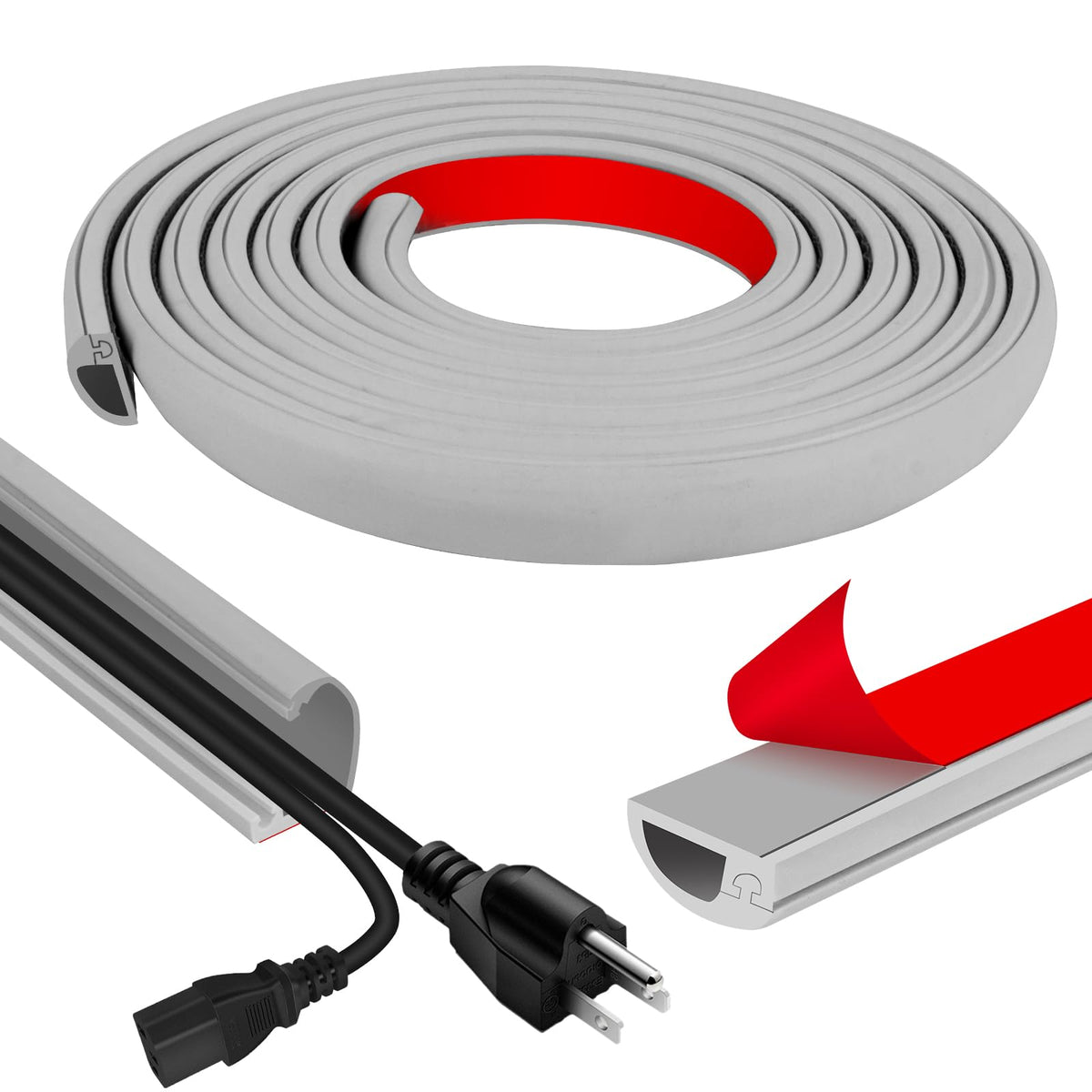 JAHOMFAI cord wall cover 118in hides cluttered cables along walls for a neat look.