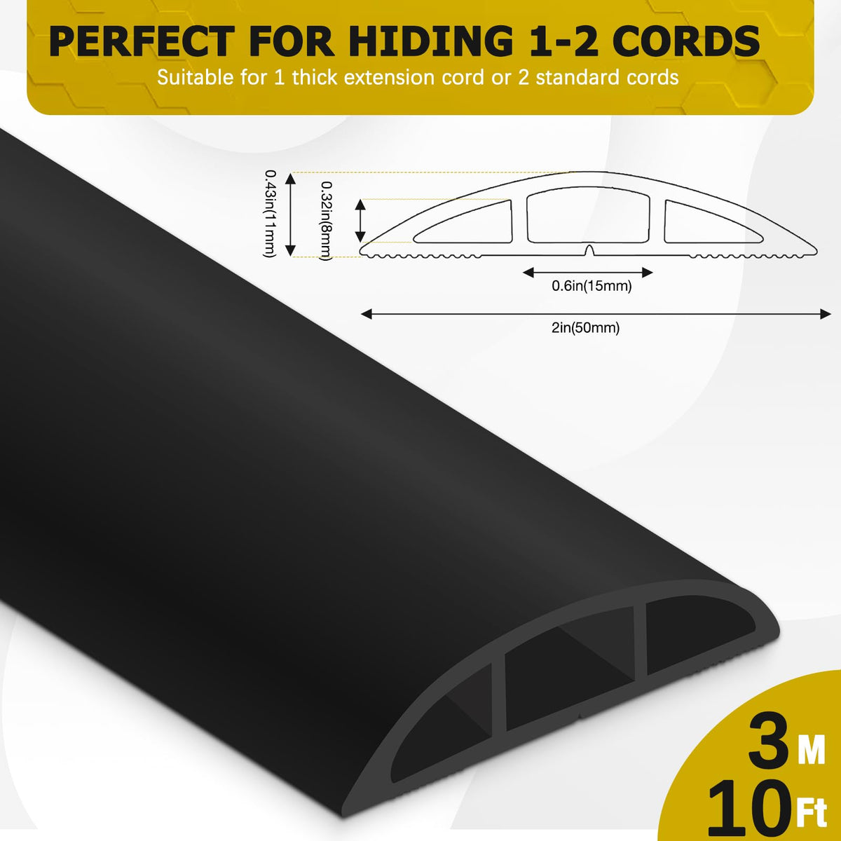 JAHOMFAI floor cord cover cut-to-length for a custom fit on any floor