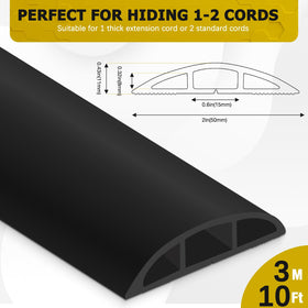 JAHOMFAI floor cord cover cut-to-length for a custom fit on any floor