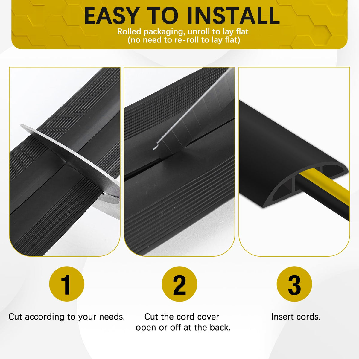 JAHOMFAI floor cord cover non-slip base keeps cables in place