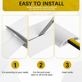 JAHOMFAI floor cord cover protects cables from pets and scratches.