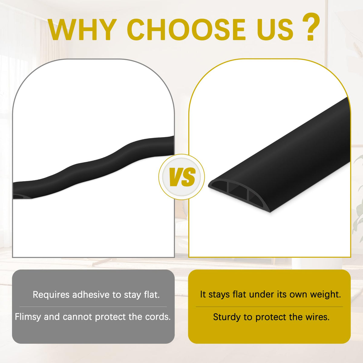 JAHOMFAI floor cord cover hides wires to protect pets and kids