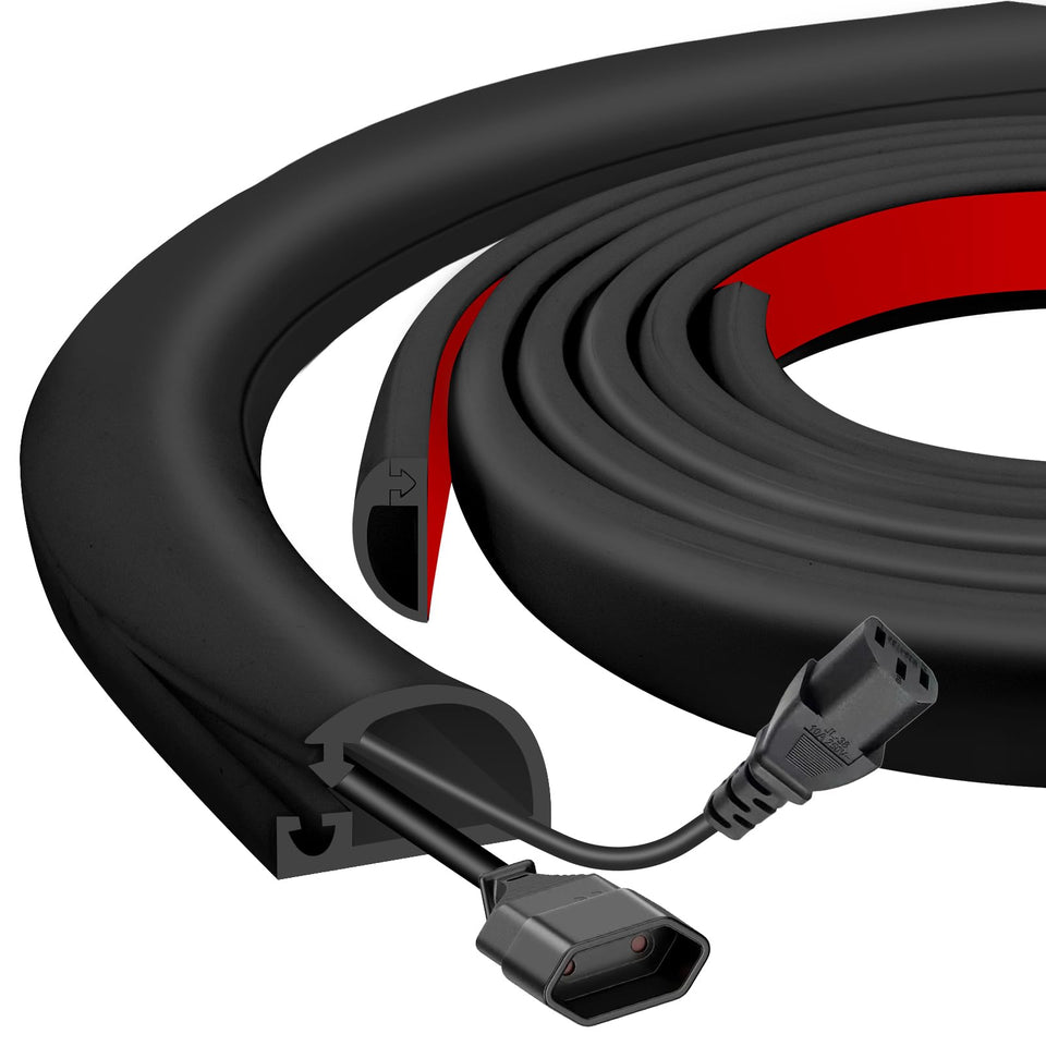 JAHOMFAI front view of 20ft silicone cord hider showing length and finish with neat look