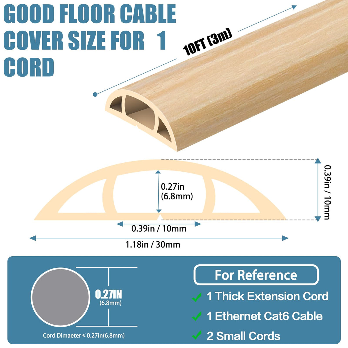 JAHOMFAI self-adhesive cord cover sticks easily for quick, mess-free wiring setup.
