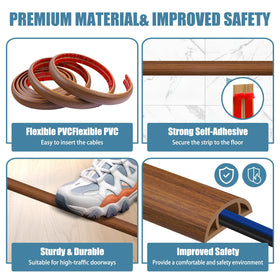 JAHOMFAI wood-floor cable hider blends with décor while organizing cords.