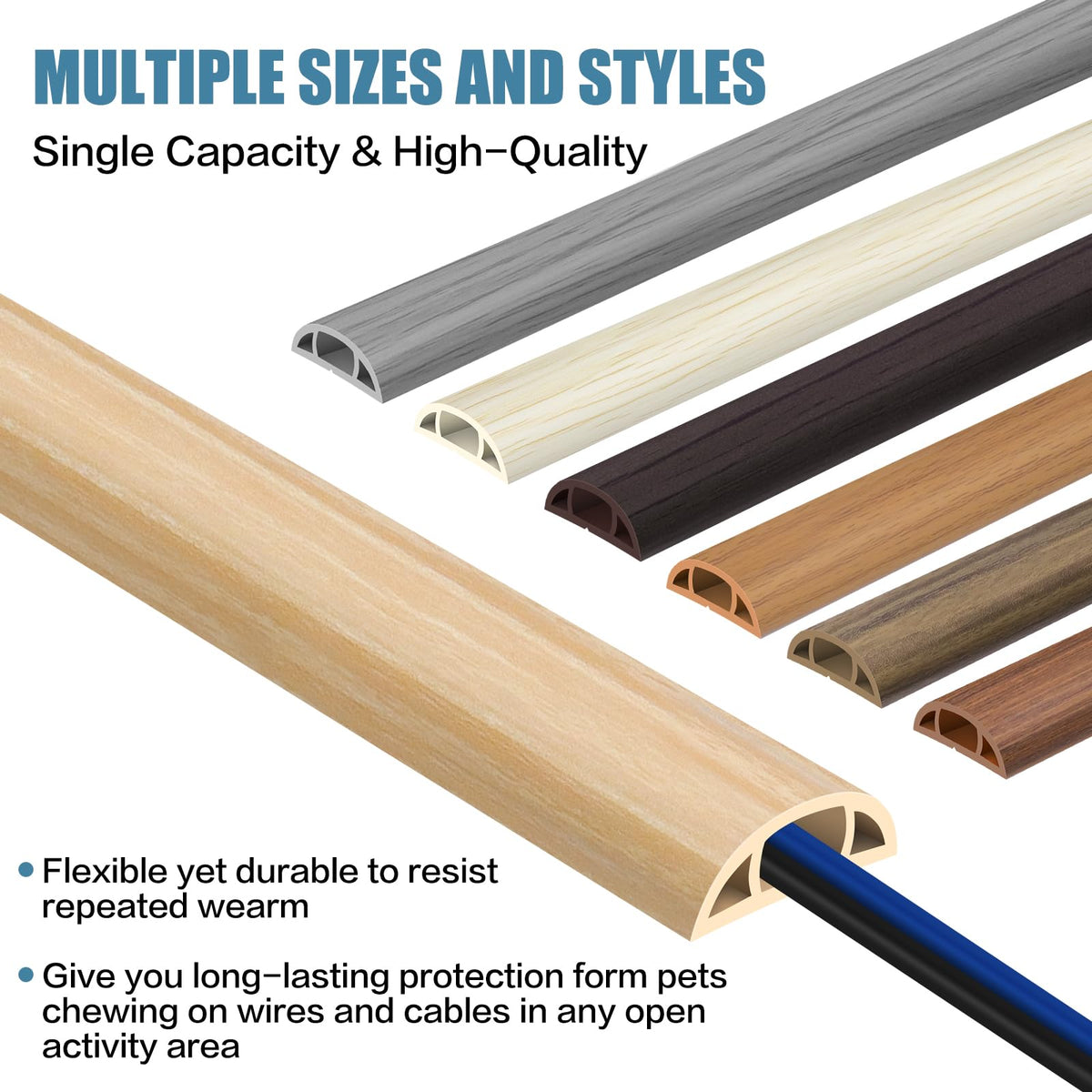 JAHOMFAI wood-tone cable hider blends with hardwood floors and decor.