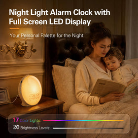 JALL digital alarm display in night mode offering low-light convenience
