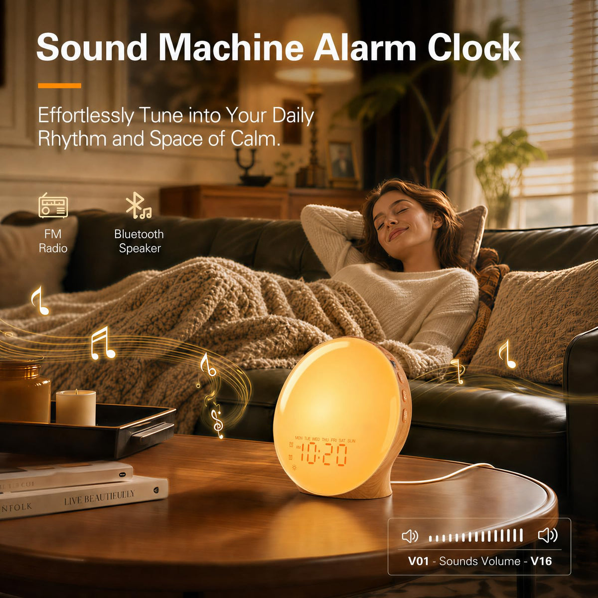 JALL in a bedroom morning scene demonstrating gradual wake lighting benefit