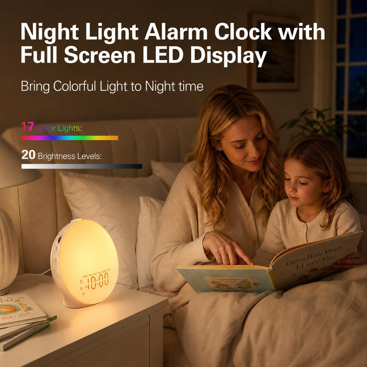 JALL on bedside table in bedroom setting, supports calmer mornings and sleep routines