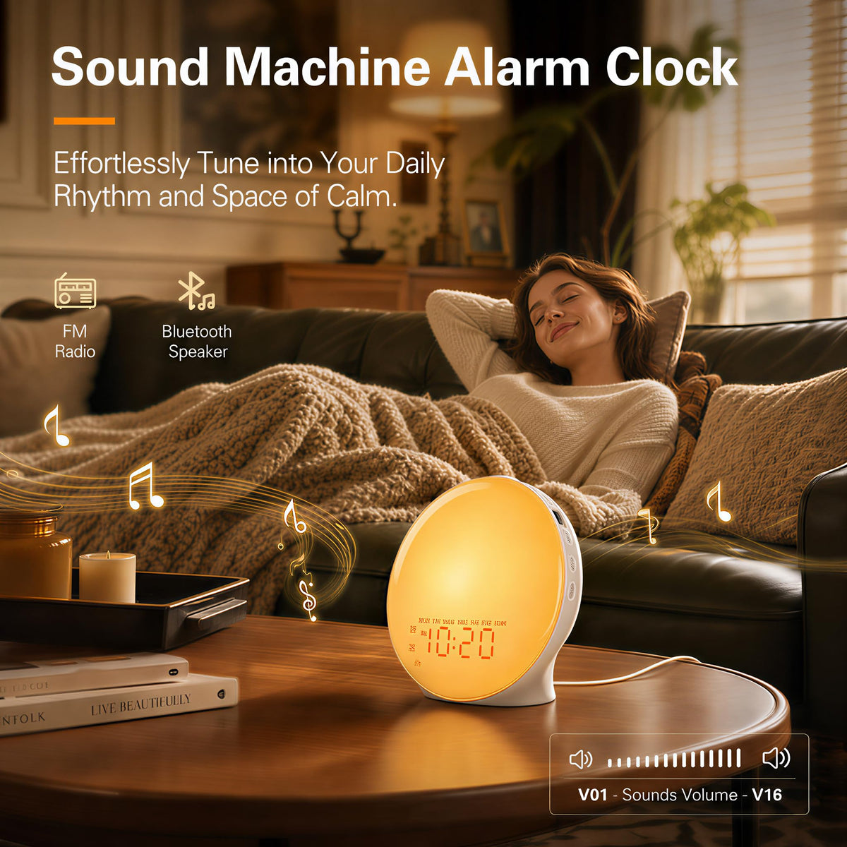JALL FM radio display during auto-scan for easy alarm station setup