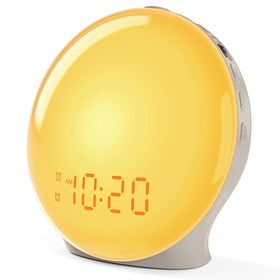 JALL front full-screen clock showing sunrise light and gentle wake benefit