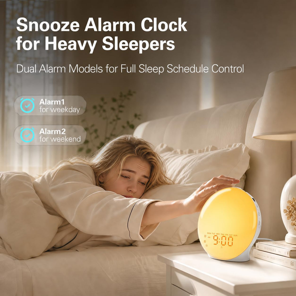 JALL displaying 17-color night light mode, creates soothing bedroom ambience