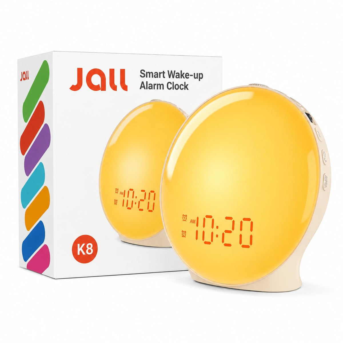 JALL scale with phone comparison showing compact footprint and portability for any nightstand