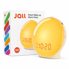 JALL scale with phone comparison showing compact footprint and portability for any nightstand