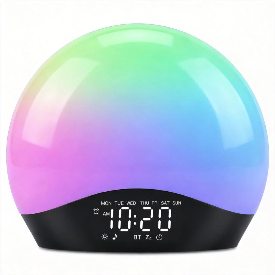 JALL front panel showing sunrise display and easy-to-read clock for gentler wake-ups
