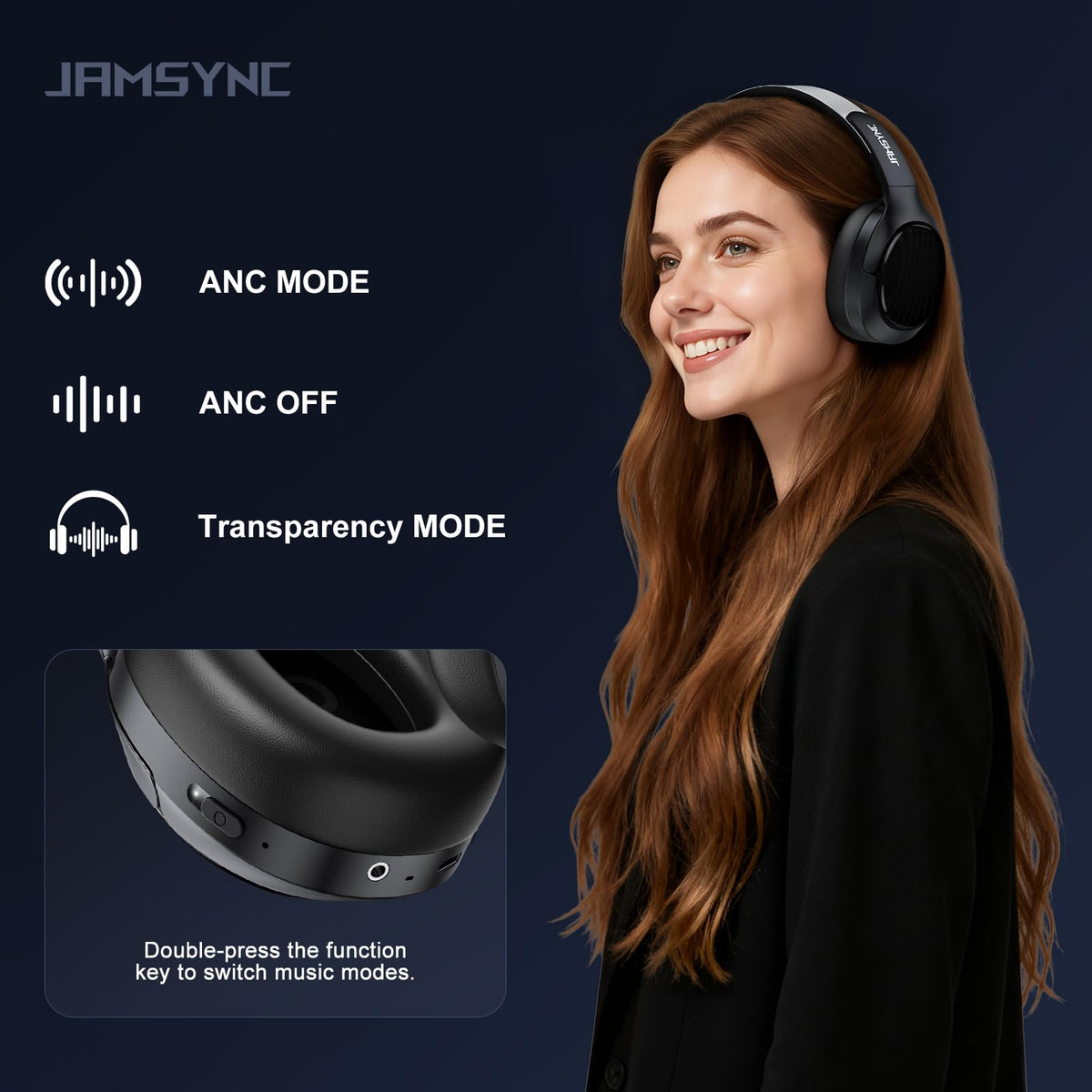 Jamsync close-up of memory foam earcup highlighting cushioned comfort for long wear