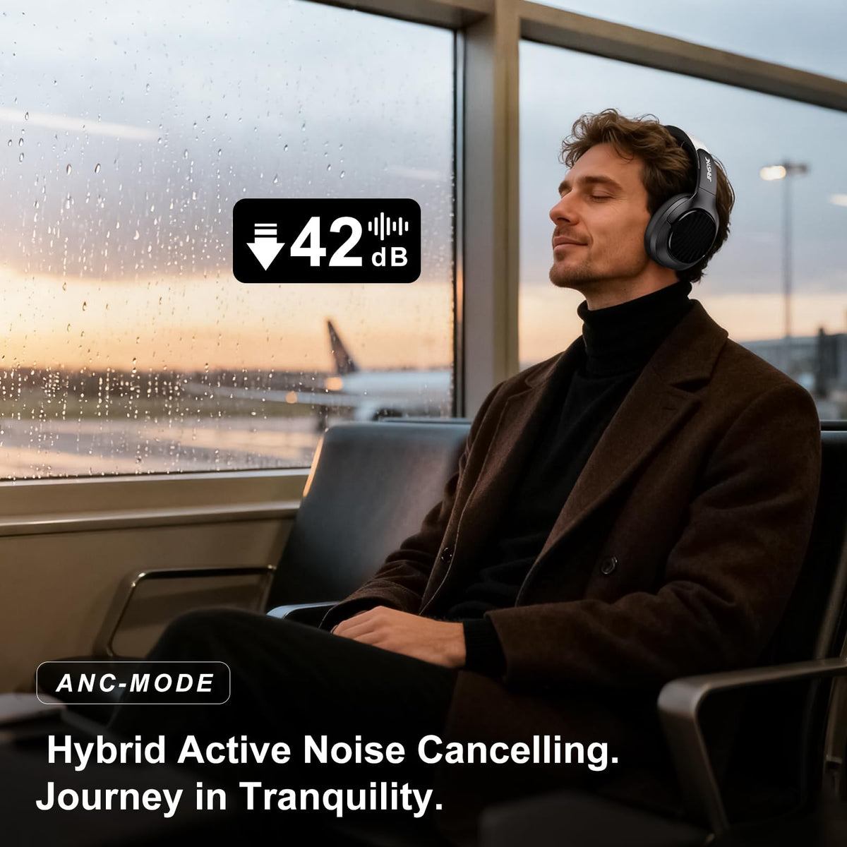Jamsync folded headphones inside hard carrying case showing compact protection for travel