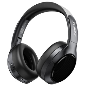 Jamsync front view of over-ear headphones showing design and controls for travel convenience