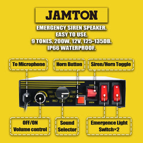 JAMTON 180° horn speaker angled to illustrate wide sound coverage for traffic safety